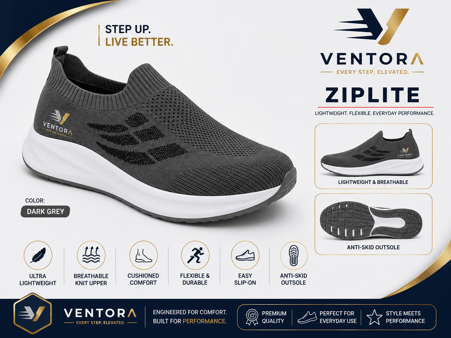 Comfort In Every Step Dark Gray